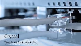  Presentation with ethernet - PPT layouts consisting of fiber installation - ethernet cables connected to network background and a  colored foreground