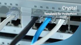 Presentation with ethernet - PPT theme with fiber installation - ethernet cables connected to network background and a  colored foreground