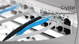  Presentation with ethernet - PPT layouts with fiber installation - ethernet cables connected to network background and a light gray colored foreground
