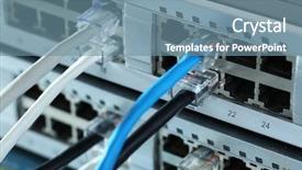  Presentation with ethernet - Audience pleasing slides consisting of fiber installation - ethernet cables connected to network backdrop and a seafoam green colored foreground