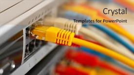  Presentation with ethernet - Cool new slides with fiber installation - ethernet cables connected to network backdrop and a yellow colored foreground