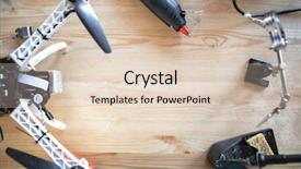  Presentation with soldering - Presentation having fiber installation - photo of broken drone background and a lemonade colored foreground