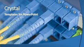  Presentation with cables - Cool new presentation theme with fiber netwok - network hub and patch cables backdrop and a  colored foreground