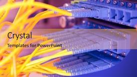  Presentation with servers - Theme having fiber network cables and servers background and a  colored foreground