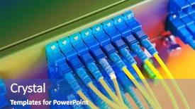  Presentation with network cable - Slides featuring fiber network server background and a teal colored foreground