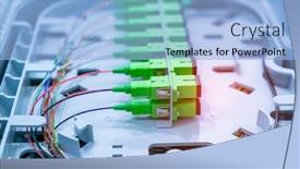  Presentation with fiber optic - Beautiful PPT theme featuring fiber-optic-cable-connect backdrop and a light blue colored foreground