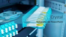  Presentation with distribution - Beautiful slide set featuring fiber-optic-cable-connect backdrop and a teal colored foreground