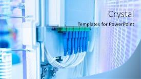  Presentation with optic - Presentation with fiber-optic-cable-connect background and a light blue colored foreground