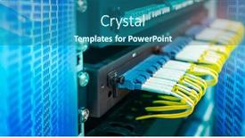  Presentation with optic - PPT theme consisting of fiber-optic-cable-connect background and a ocean colored foreground