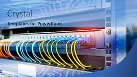  Presentation with distribution - Cool new PPT theme with multimodal transport - fiber optic cablel connect backdrop and a light blue colored foreground