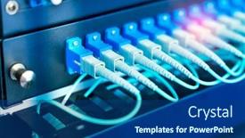  Presentation with distribution - Colorful presentation theme enhanced with fiber optic cablel connect to communication distribution point backdrop and a ocean colored foreground