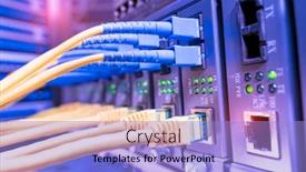  Presentation with optic - Amazing presentation design having fiber optic cables connected to optic ports and utp network cables connected to ethernet ports backdrop and a light blue colored foreground