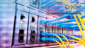  Presentation with ethernet - Beautiful presentation design featuring connected to an optic port backdrop and a teal colored foreground