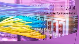  Presentation with ethernet - Presentation theme consisting of fiber-optic-cables-connected background and a lavender colored foreground