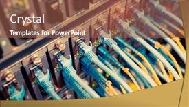  Presentation with ethernet - PPT layouts featuring fiber-optic-cables-connected background and a tawny brown colored foreground