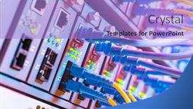  Presentation with ethernet - Audience pleasing slide deck consisting of fiber-optic-cables-connected backdrop and a light blue colored foreground