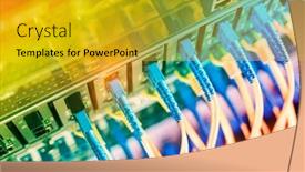  Presentation with ethernet - Presentation design with fiber-optic-cables-connected background and a gold colored foreground