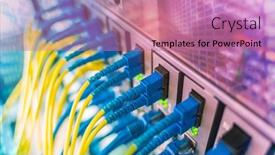  Presentation with fiber optic - Beautiful PPT theme featuring fiber-optic-cables-connected backdrop and a coral colored foreground