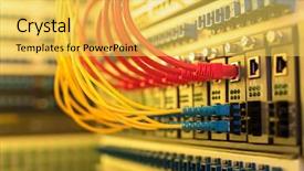  Presentation with ethernet - PPT layouts having fiber optic cables connected background and a yellow colored foreground