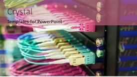  Presentation with network cable - Slide set with fiber-optic-network-cable-connect background and a coral colored foreground