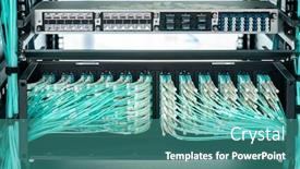  Presentation with network cable - Audience pleasing slide set consisting of fiber-optic-network-cable-connect backdrop and a teal colored foreground