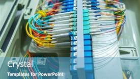  Presentation with network cable - Presentation design with fiber-optic-network-cable-connect background and a teal colored foreground