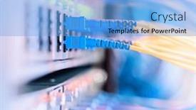  Presentation with ethernet - PPT theme enhanced with fiber-optical-cables-connected background and a light blue colored foreground