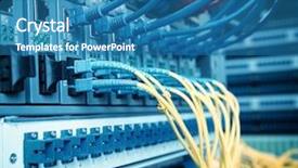  Presentation with telephone cabling patch panel - Cool new presentation theme with fiber optical network cables patch backdrop and a teal colored foreground