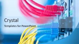  Presentation with network cable - Cool new presentation theme with fiber optical network cables patch backdrop and a light blue colored foreground