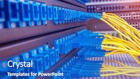  Presentation with network cable - Presentation design with fiber optical network server background and a cobalt blue colored foreground