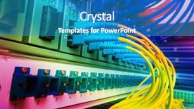  Presentation with fiber - Amazing PPT theme having fiber optical network server backdrop and a teal colored foreground