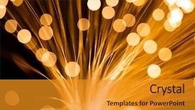  Presentation with optic fibre - Presentation with fiber optical technology - golden fibre optic strands background and a gold colored foreground