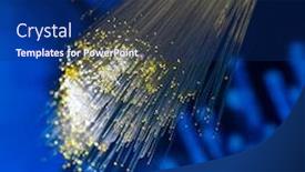  Presentation with network cable - Audience pleasing slide set consisting of fiber-optics-network-cable backdrop and a navy blue colored foreground