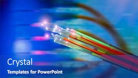  Presentation with network cable - Beautiful slide deck featuring fiber-optics-network-cable backdrop and a teal colored foreground