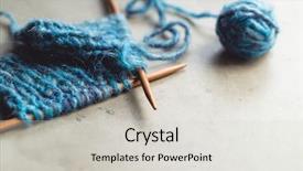  Presentation with knitting - Cool new slides with fiber yarn fabric - incomplete knitting project with wooden backdrop and a light gray colored foreground