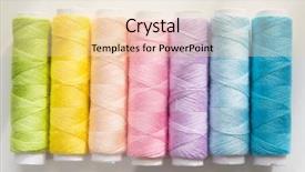  Presentation with threads fabric - PPT theme featuring fiber yarn fabric - spring colors light colored sewing background and a lemonade colored foreground
