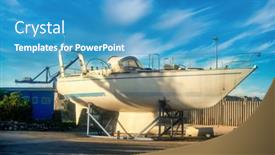  Presentation with boat - Slides enhanced with fiberglass-boat-on-a-stand background and a teal colored foreground