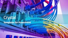  Presentation with telephone cabling patch panel - Presentation design consisting of fibre optique - fiber optical network cables patch background and a  colored foreground