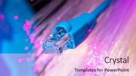  Presentation with network cable - PPT theme featuring fibre optique - network cable closeup with fiber background and a lavender colored foreground