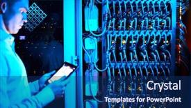  Presentation with scientist - Slides having fibre optique - scientist at work background and a navy blue colored foreground