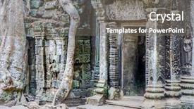  Presentation with ancient doorway - Beautiful presentation theme featuring ficus strangulosa banyan tree growing backdrop and a gray colored foreground