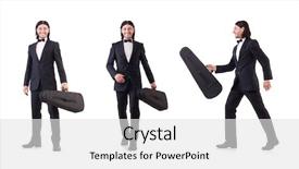  Presentation with case based disscussion medical - Amazing slide deck having fiddle - man with violin case isolated backdrop and a  colored foreground