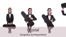  Presentation with case - Audience pleasing PPT theme consisting of fiddle - man with violin case isolated backdrop and a mint green colored foreground