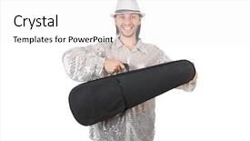  Presentation with monarch butterfly isolated on white - Slide set with fiddle - man with violin isolated background and a white colored foreground