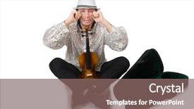  Presentation with brown sugar isolated on white - Audience pleasing presentation design consisting of fiddle - man with violin isolated backdrop and a violet colored foreground