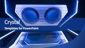  Presentation with blue lights - Cool new PPT theme with fidelity - blue lights of stereo backdrop and a ocean colored foreground