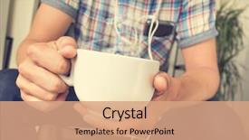  Presentation with coffee music - Slide set featuring fidelity - closeup of young caucasian man background and a coral colored foreground