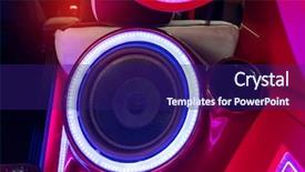  Presentation with speakers - Amazing presentation theme having fidelity - colorful lights of stereo backdrop and a navy blue colored foreground