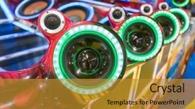  Presentation with speakers - Presentation design enhanced with fidelity - colorful lights of stereo background and a gold colored foreground