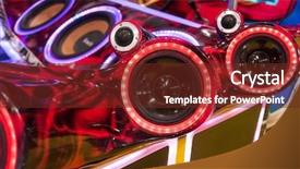  Presentation with speakers - Cool new slides with fidelity - colorful lights of stereo backdrop and a tawny brown colored foreground